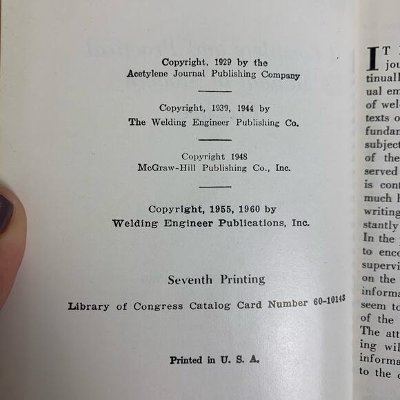Vintage Hardcover Book The Oxy-Acetylene Weldor's Handbook 6th Edition 1960 - Picture 4 of 16